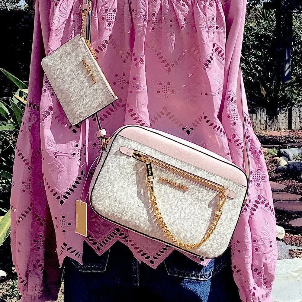 NEW MICHAEL KORS JET SET CROSSBODY AND CARD CASE/COIN